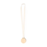 Médaille en bois avec cordon en coton et fermoir de sécurité couleur blanc première vue