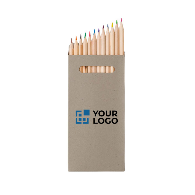 12 crayons de couleur dans une boîte en carton personnalisable Long